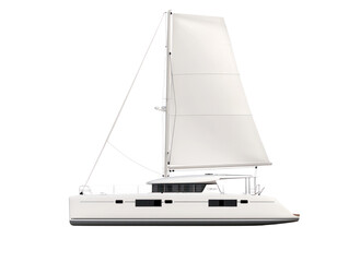 Sailing catamaran adventure open waters cutout background tranquil sea side view nautical journey