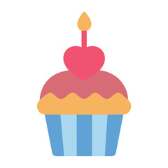 A cute and colorful cupcake with heart shaped sprinkles and a candle