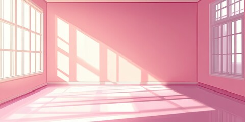 Obraz premium Sunlit Minimalist Pink Room Interior