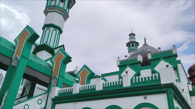 Singkawang, Indonesia - april 2nd, 2025 : View of the Singkawang Grand Mosque which is located in the center of Singkawang city.