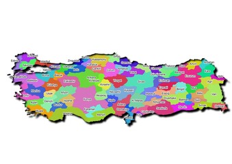 High-resolution illustration of the map of Turkey, showcasing the complete geographical shape of the country