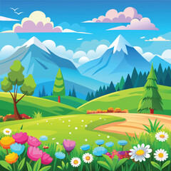 Obraz premium summer landscape with mountains
