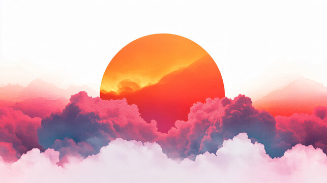 Beautiful Colorful Sunset Sky Over Mountains - Vibrant Evening Cloudscape Photography