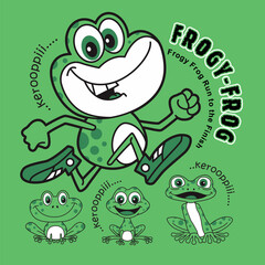 Cute cartoon animal frog , Flat Vector Illustration