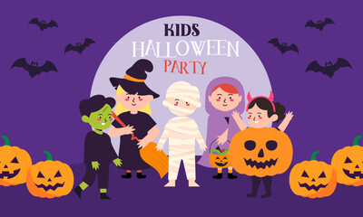 Halloween kids party. October festival poster
