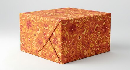 gift box isolated on white abstract pattern paper