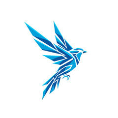 Obraz premium Blue Geometric Bird Logo Design