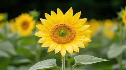 Obraz premium Vibrant sunflowers in a summer field close up view