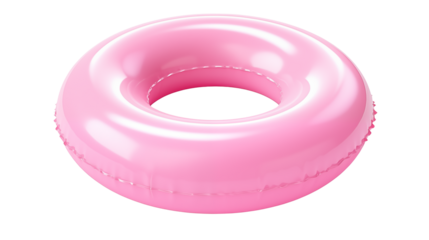 A pink inflatable ring floating on a transparent background