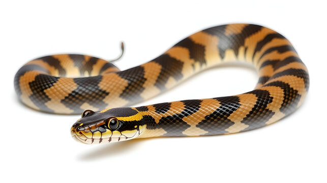 The checkered keelback (Fowlea piscator), also known commonly as the Asiatic water snake. The species is endemic to Asia. Isolated on white background