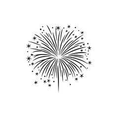 Obraz premium Festive Firework Burst with Stars and Dots on Transparent Background