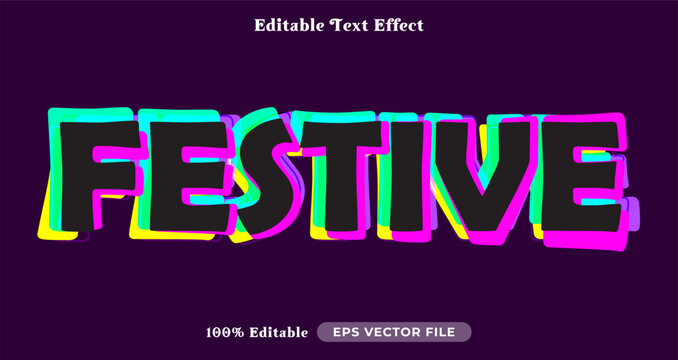 festive 3d logo template editable text effect style