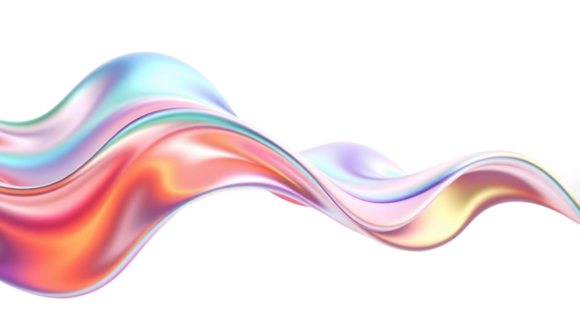  3d rendering multicolored flowing abstract iridescent wave shape isolated on white background - Powered by Adobe