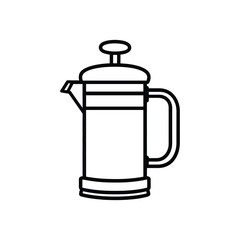 Obraz premium French Press Outline Icon Isolated on Transparent Background Kitchen Tool