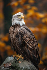 Obraz premium A bald eagle perched on a forests