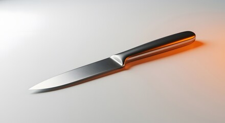 Sleek Paring Knife. Minimalist Still Life in Warm Light