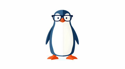 Pixelated Penguin Wearing Glasses Standing Isolated on White Background Digital Illustration