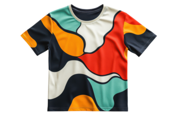 Vivid Abstract T-Shirt Design Colorful Waves Trendy Apparel Print