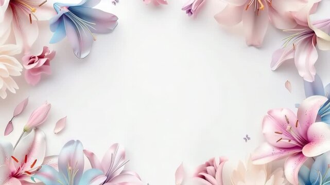Floral pastel background with pink and blue flowers, elegant and soft design elements.