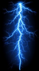 Electric blue lightning strike against a dark night sky illustration