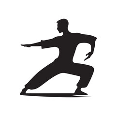 Tai Chi pose silhouette vector illustration