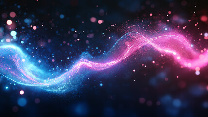 Fototapeta premium A captivating design features a pink and blue sound wave pulsating in a surreal setting Generative AI