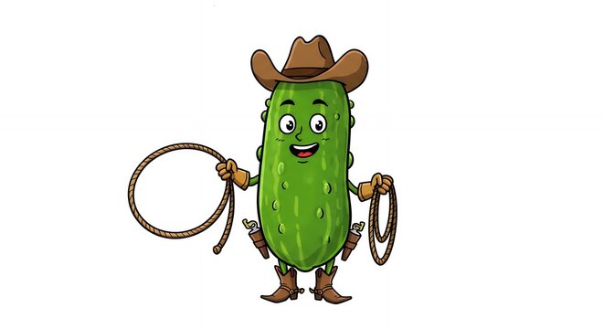 Pickle cowboy cartoon illustration