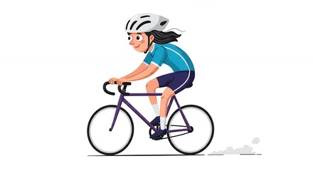 Fototapeta premium Smiling girl cycling illustration graphic design