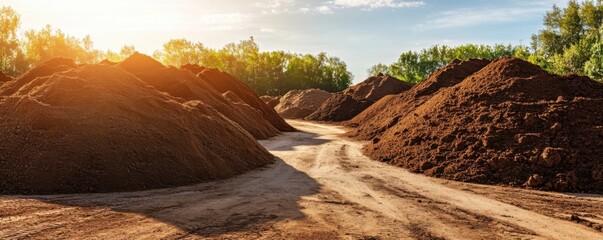 Sunlight Drenched Soil Piles: A Vibrant Landscape of Rich Earth