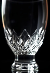 clear glass with a black background