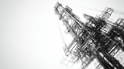 Obraz premium Design of a drilling rig with a simple and modern aesthetic showcasing structural details from a low angle perspective