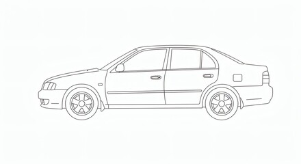 Fototapeta premium Sedan car outline isolated on with background
