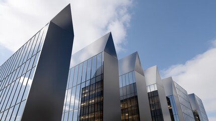 Fototapeta premium Striking modern architecture, a detailed look at multiwindowed building in the city