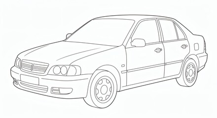 Sedan car outline isolated on with background
