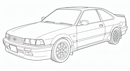 Sedan car outline isolated on with background