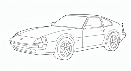 Naklejka premium Sport car outline isolated on white background