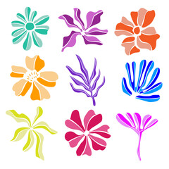 set of colored tonal flat flowers