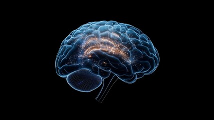 Background, ai generated template features 3d brain illustration and modern circuit lines.