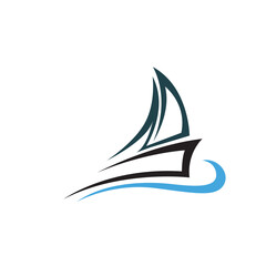 Silhouette of Dhow logo design  Traditional Sailboat