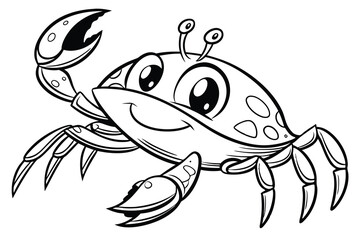 Cute cartoon crab vector illustration, a marine animal drawing from the sea