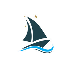 Silhouette of Dhow logo design  Traditional Sailboat
