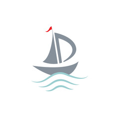 Silhouette of Dhow logo design  Traditional Sailboat