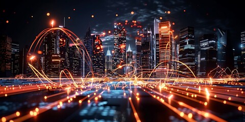 Background, the ai generated template features an illustration of a modern space building.