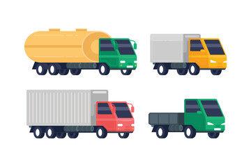 Freight transportation vehicles. Various types of freight transportation trucks used for different cargo needs