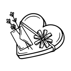 romantic present with letter and floral springs illustration