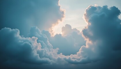 Dreamy Cloudscape: Witness the ethereal beauty of a dramatic cloudscape, where fluffy, cotton-like formations dance in the sky, catching the gentle rays of the sun.