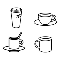 outline drawings of hot drink containers