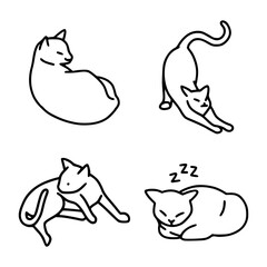cute cat poses line art set