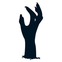 Halloween Zombie Hand Silhouette in Creepy Design and Shape. Flat Vector Illustration