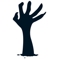 Halloween Zombie Hand Silhouette in Creepy Design and Shape. Flat Vector Illustration
